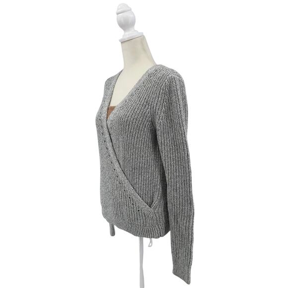 Abercrombie & Fitch Wrap Sweaters WMNS Gray S V-neck Long Sleeve Knit Comfort - Picture 5 of 8